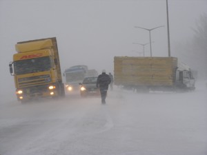 Kars Erzurum Yolunda Buzlanma ve Tipi