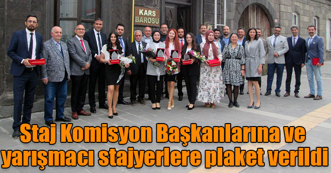 Staj Komisyon Başkanlarına ve yarışmacı stajyerlere plaket verildi