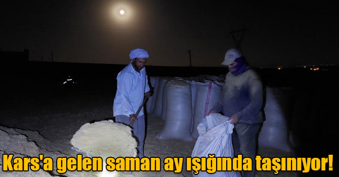 Kars'a gelen saman ay ışığında taşınıyor!