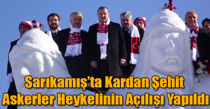 Sarıkamış’ta Kardan Şehit Askerler Heykelinin Açılışı Yapıldı