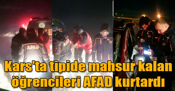 Kars'ta tipide mahsur kalan öğrencileri AFAD kurtardı