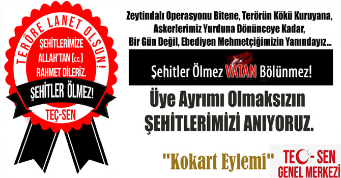 Mehmetçiğimizin Arkasında, Milletimizin Yanındayız.. Süresiz Kokart Eylemindeyiz..