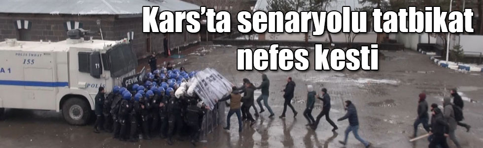 Kars’ta Çevik Kuvvet’in yağmur altına tatbikatı nefes kesti