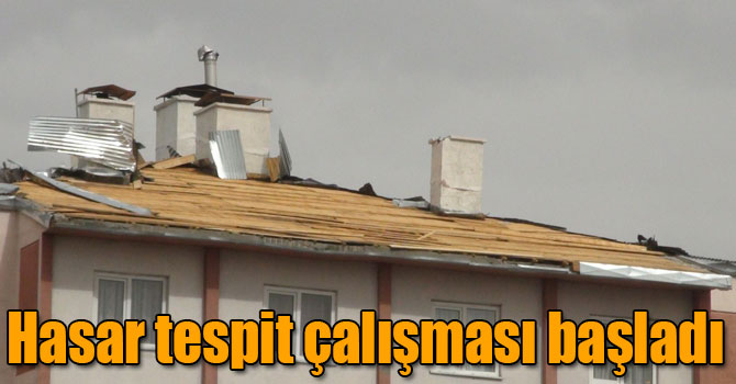 Kars’ta fırtına nedeniyle zarar gören konutların hasar tespiti çalışmaları başladı