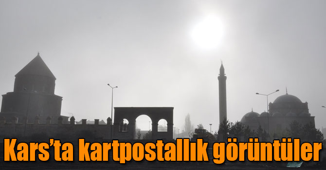 Kars’ta yağmur sonrası sis kartpostallık görüntüler oluşturdu