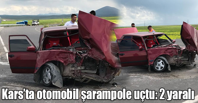 Kars’ta otomobil şarampole uçtu: 2 yaralı