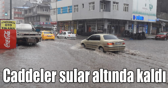 Kars'ta sağanak yağmur caddeleri sular altında bıraktı
