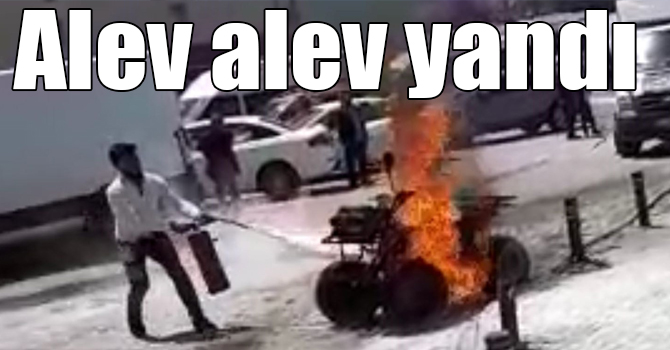 Kars'ta ATV motoru alev alev yandı