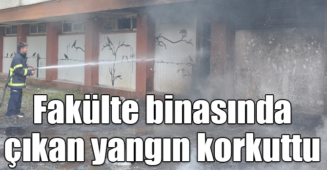 Kars’ta boşaltılmış fakülte binasında çıkan yangın korkuttu