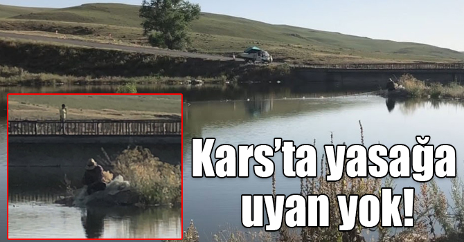 Yasağa aldırış etmeyen balıkçılar Kars Barajı’nda balık avlıyor