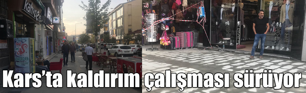 Kars’ta kaldırım çalışması sürüyor