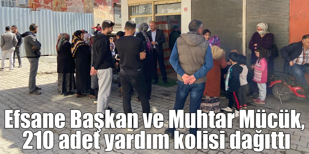 Efsane Başkan ve Muhtar Özcan Mücük, 210 adet yardım kolisi dağıttı