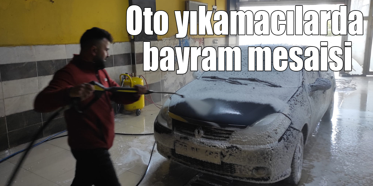 Kars’ta oto yıkamacılarda bayram mesaisi