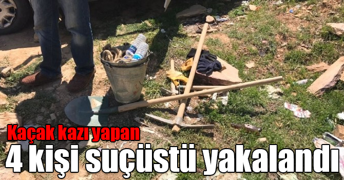 Kars'ta kaçak kazı yapan 4 kişi suçüstü yakalandı