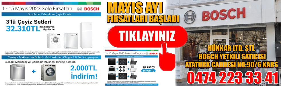 HÜNKAR LTD. ŞTİ. BOSCH YETKİLİ SATICISI’NDA MAYIS AYI FIRSATLARI BAŞLADI