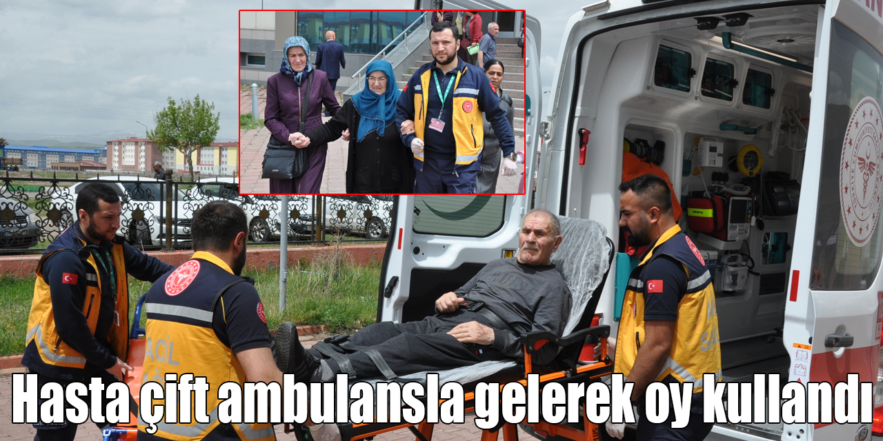 Kars'ta hasta çift ambulansla gelerek oy kullandı