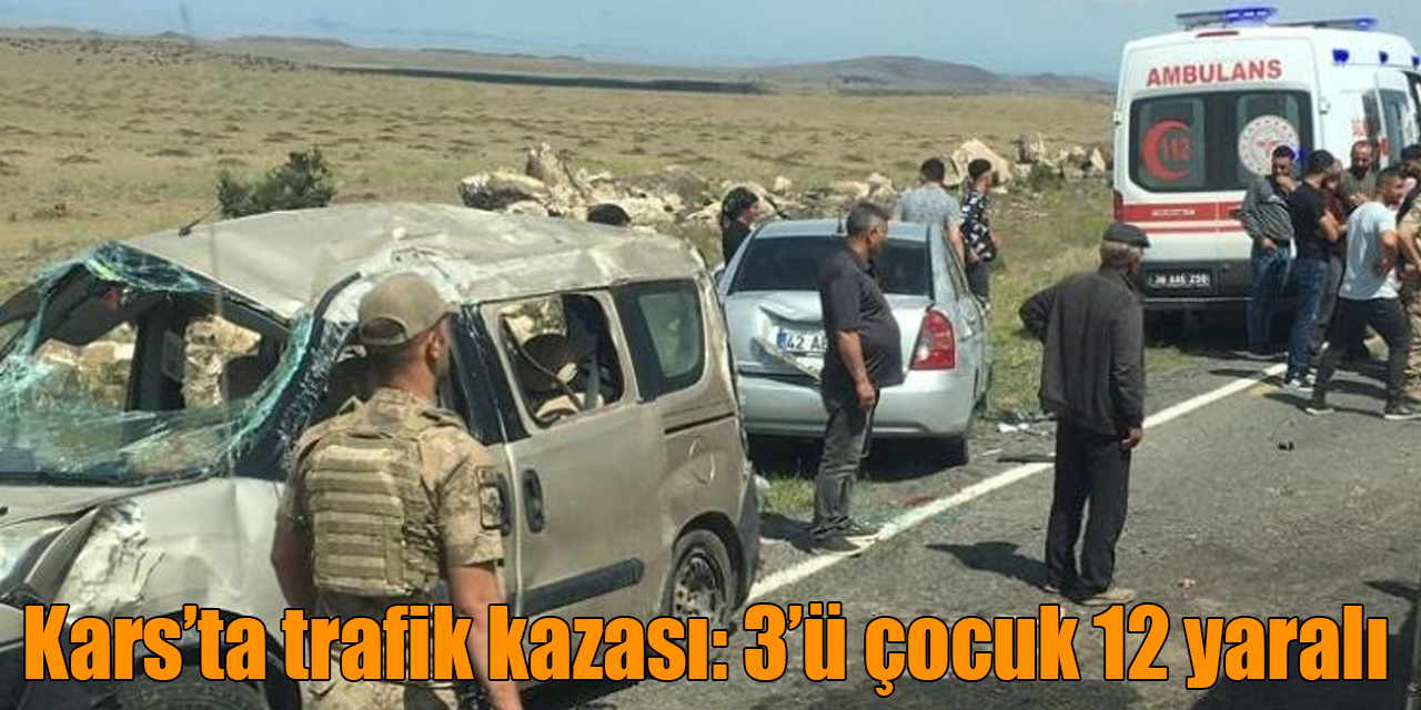 Kars’ta trafik kazası: 3’ü çocuk 12 yaralı