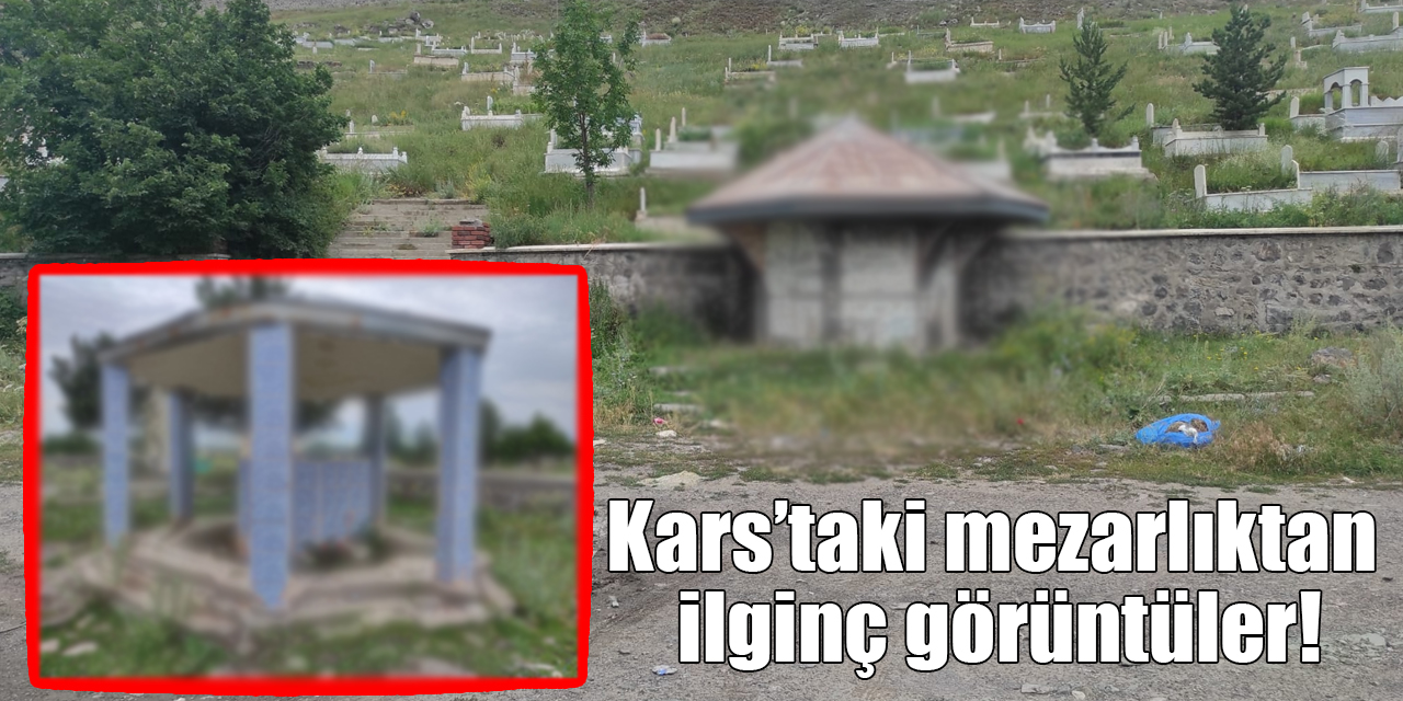 Kars’taki mezarlıktan ilginç görüntüler!