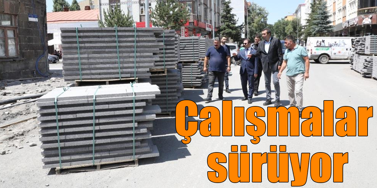 Kars’ta yol ve kaldırım çalışmaları sürüyor