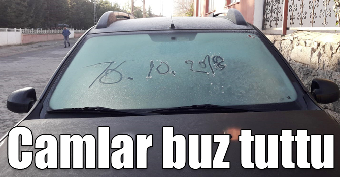 Kars'ta soğuk hava nedeniyle araçların camları buz tuttu
