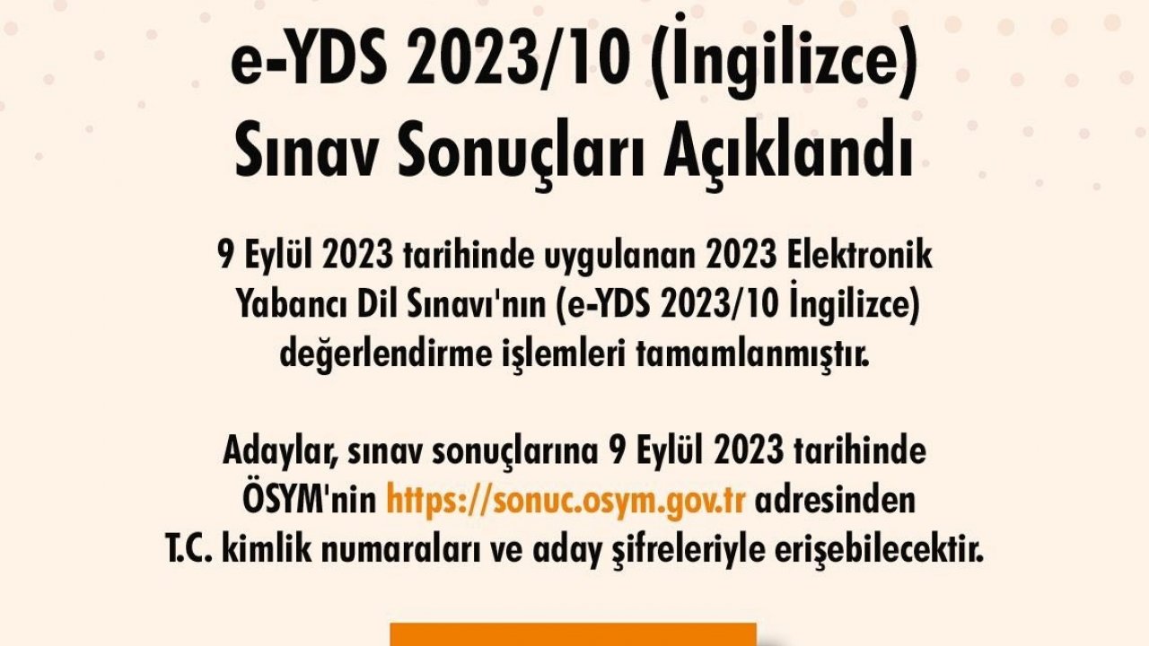 e-YDS 2023/10 sonuçları açıklandı