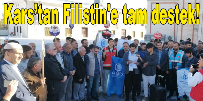 Kars’ta STK’lar Filistin'e destek için bir araya geldi.