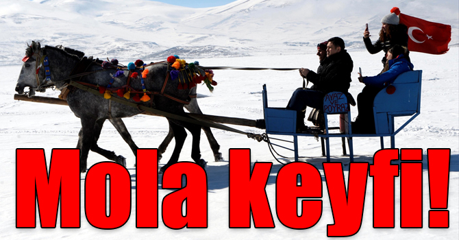 Kayaklı koşucular kamp molasını atlı kızakla değerlendirdi