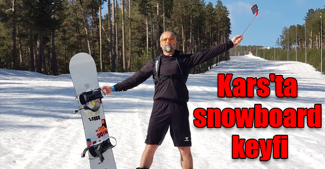 Kars'ta mayıs ayında snowboard keyfi