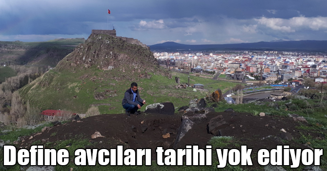 Define avcıları, Ermeni mezarlarını ve taş ocağını yok ediyor