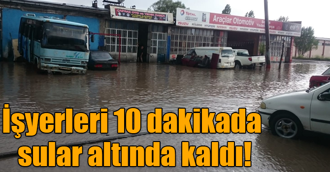 Kars’ta yağmur 10 dakikada işyerlerini sular altında bıraktı