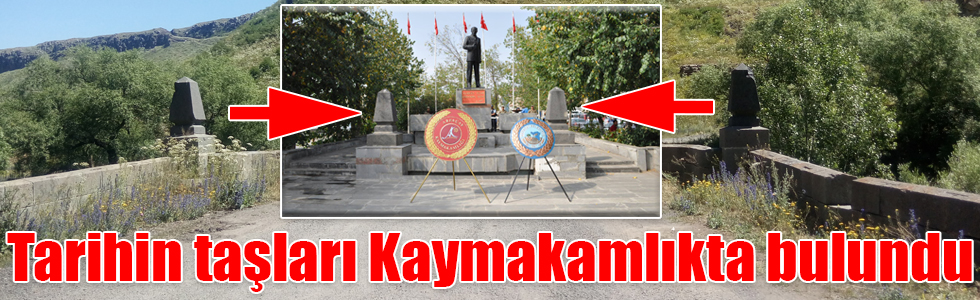 Tarihi Taş Köprünün taşları Arpaçay Kaymakamlığında bulundu