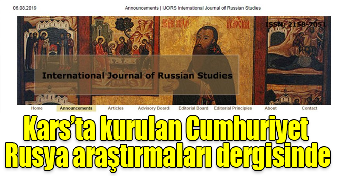 Kars’ta kurulan Cenûb-i Garbî Kafkas Cumhuriyeti Rusya araştırmaları dergisinde