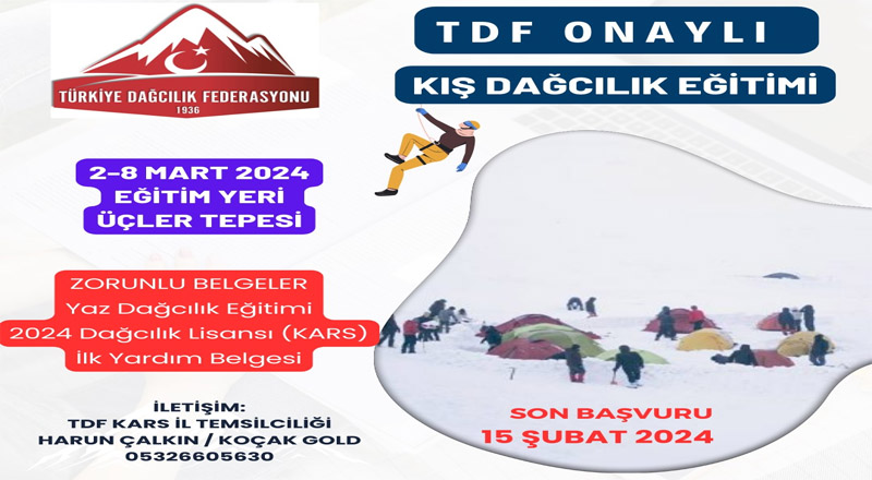 Kars'ta TDF Onaylı kış dağcılık eğitimi