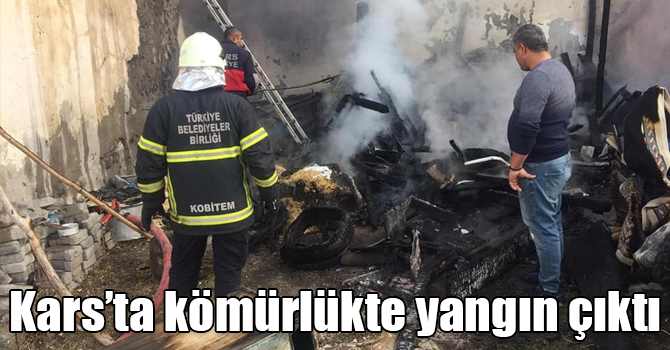 Kars’ta kömürlükte yangın çıktı