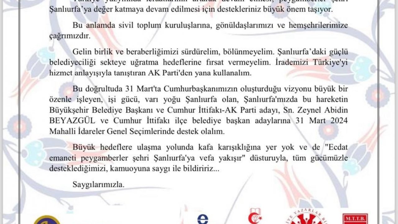 Şanlıurfa’da bir çok STK Beyazgül’ü destekleyecek