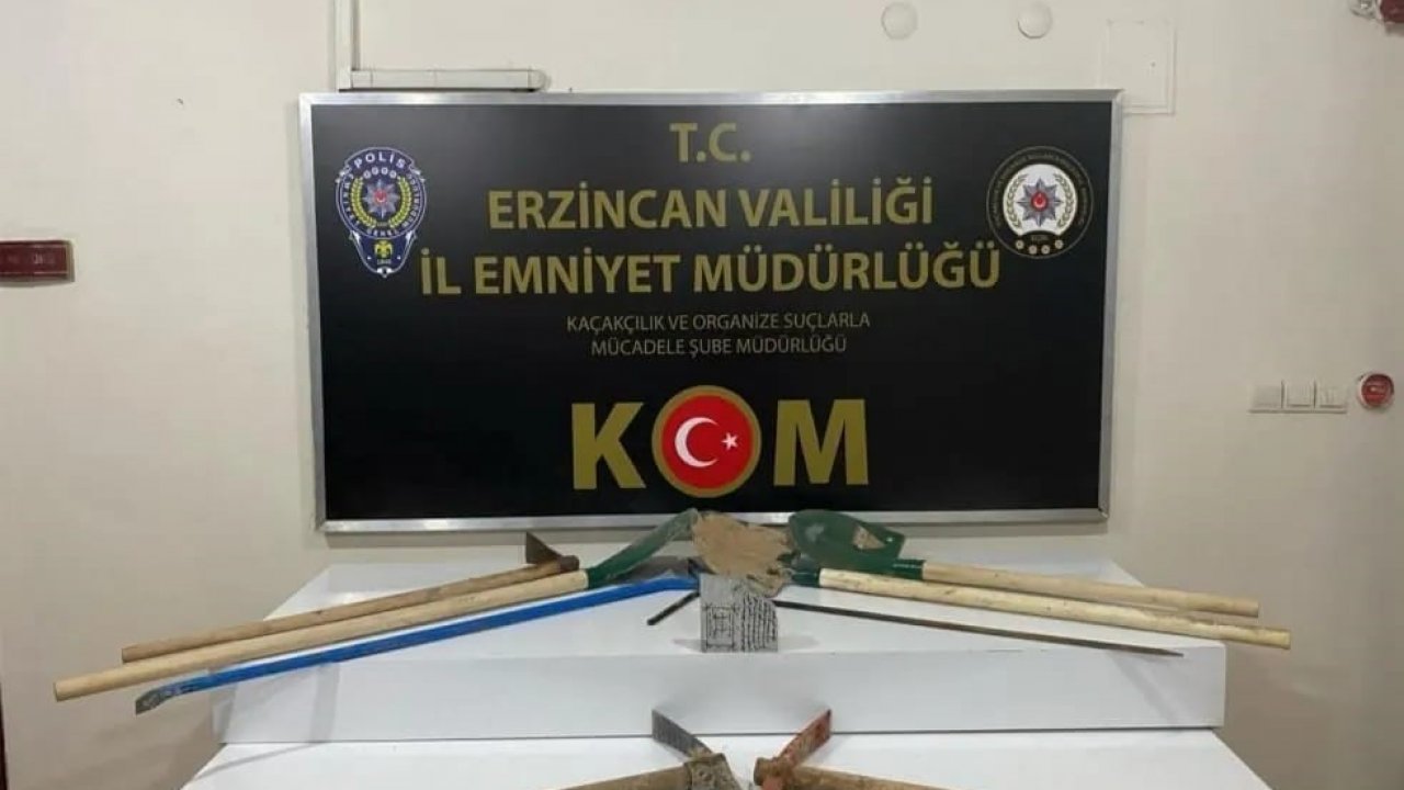 Erzincan’da kaçak kazı yapan 5 kişi suçüstü yakalandı