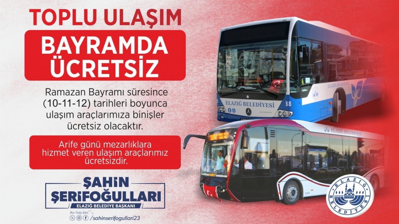 Elazığ Belediyesi’nden ücretsiz ulaşım hizmeti