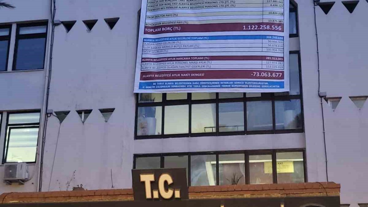 Başkan Özçelik, borç bakiyesi ve gelir gider dengesi afişini belediye binasına astı