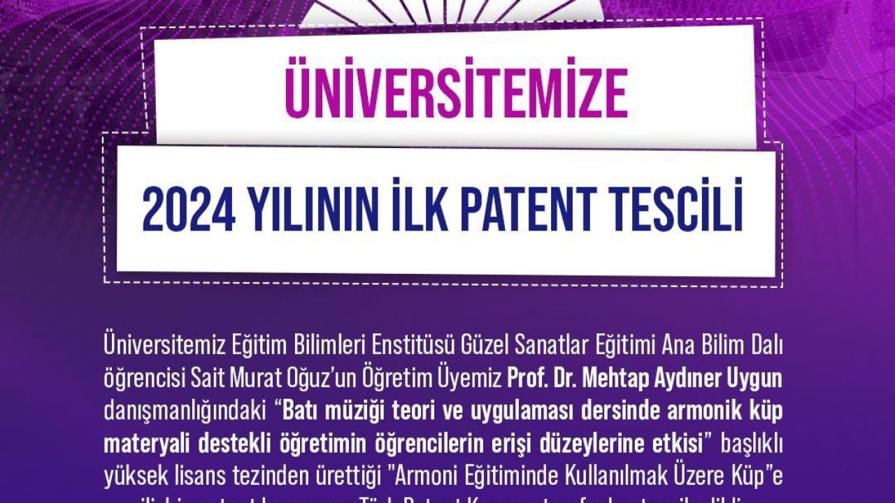 Niğde Ömer Halisdemir Üniversitesi 2024 yılının ilk patenti Türk Patent Kurumu tarafından tescil edildi