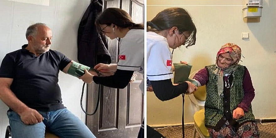 Kars'ta Meslek lisesi öğrencileri vatandaşlara sağlık taraması yaptı