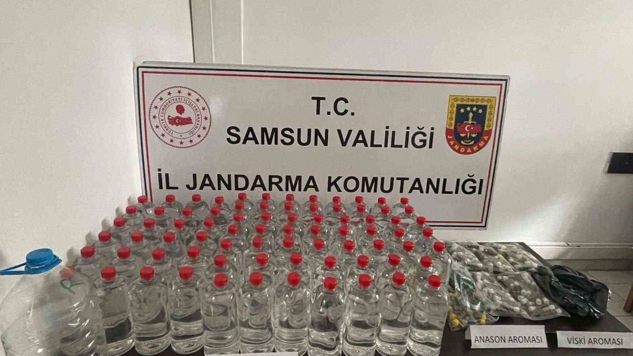 Jandarma depoda sahte alkol üretim maddeleri ele geçirdi