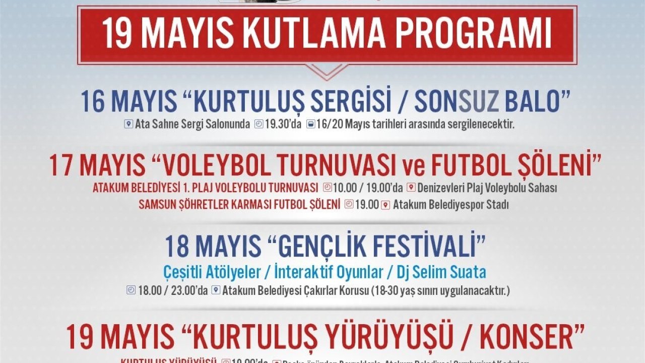 Atakum’da 19 Mayıs coşkusu yaşanacak