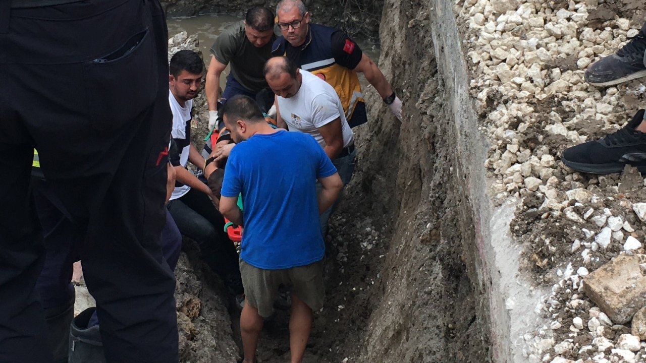 Üzerine beton blok yıkılan işçi yaralandı