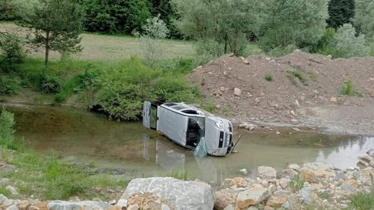 Yoldan çıkan kamyonet çaya uçtu: 1 yaralı