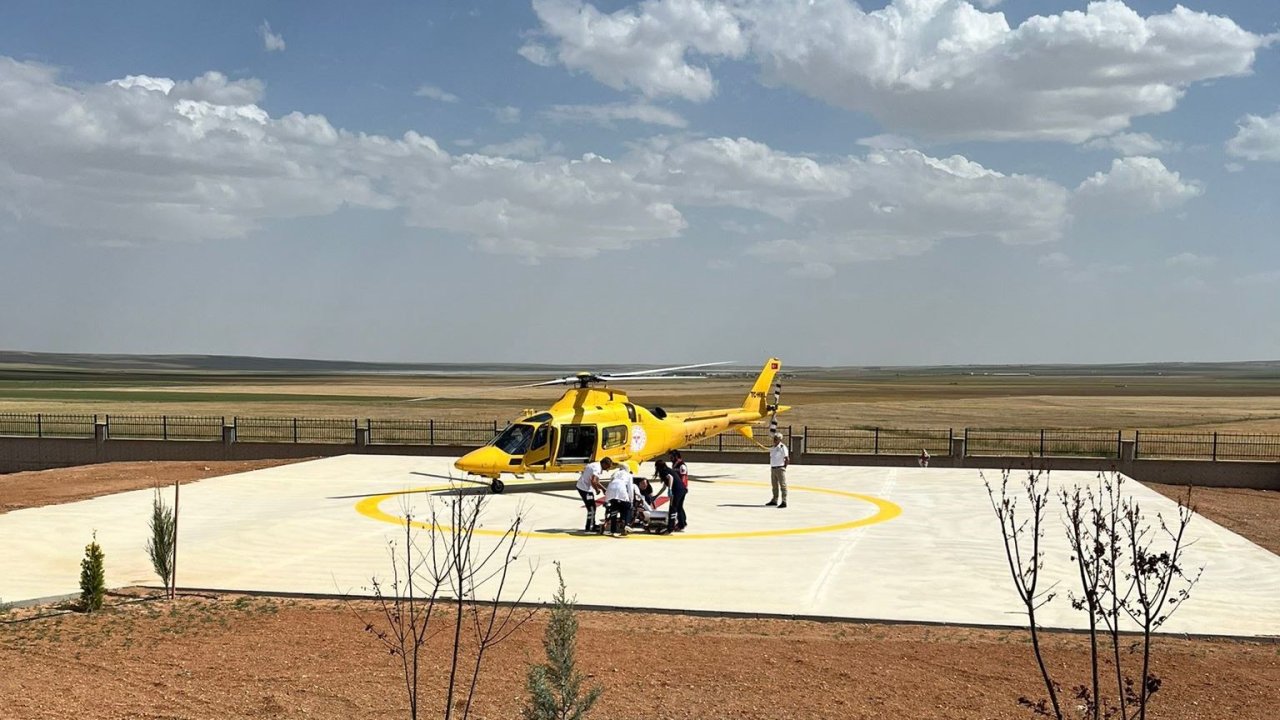 Kalp krizi geçiren vatandaş helikopter ambulansla sevk edildi