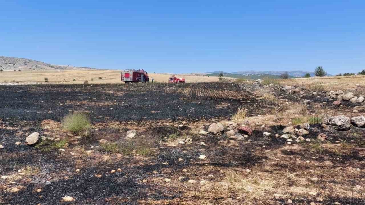 100 dönümlük arpa ekili alan yandı