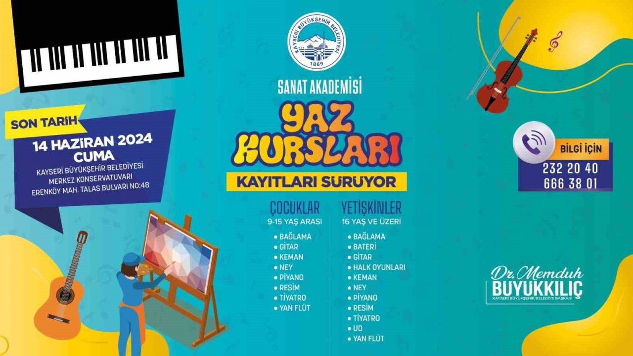 Büyükşehir Belediyesi Sanat Akademisi Yaz Kursları kayıtları sürüyor