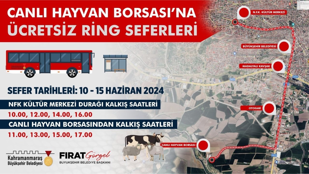 Canlı hayvan borsasına ücretsiz otobüs seferleri