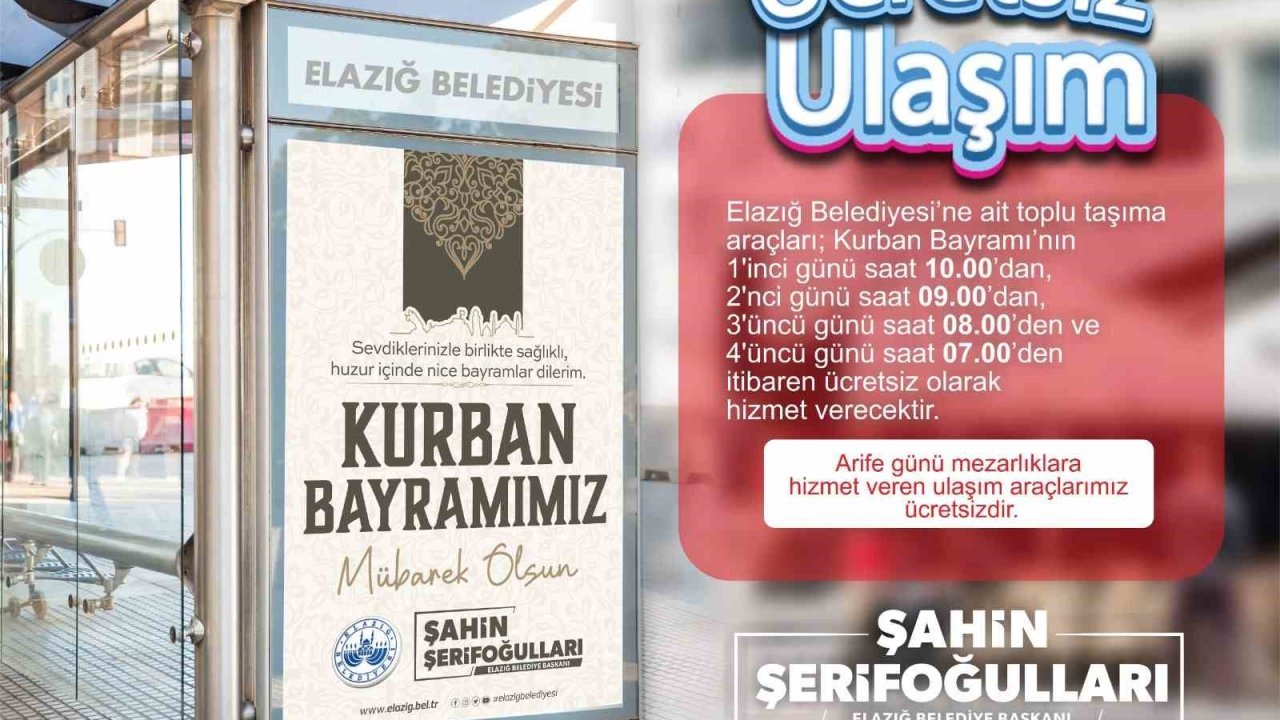 Elazığ’da toplu ulaşım bayramda ücretsiz olacak