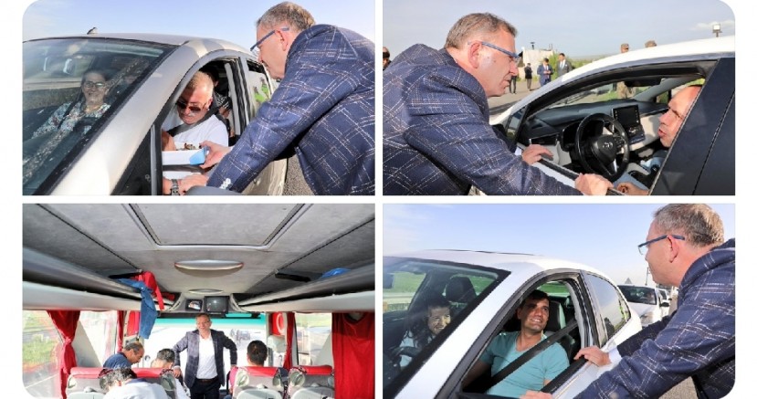 Vali Polat, yolcu ve sürücüleri bilgilendirdi